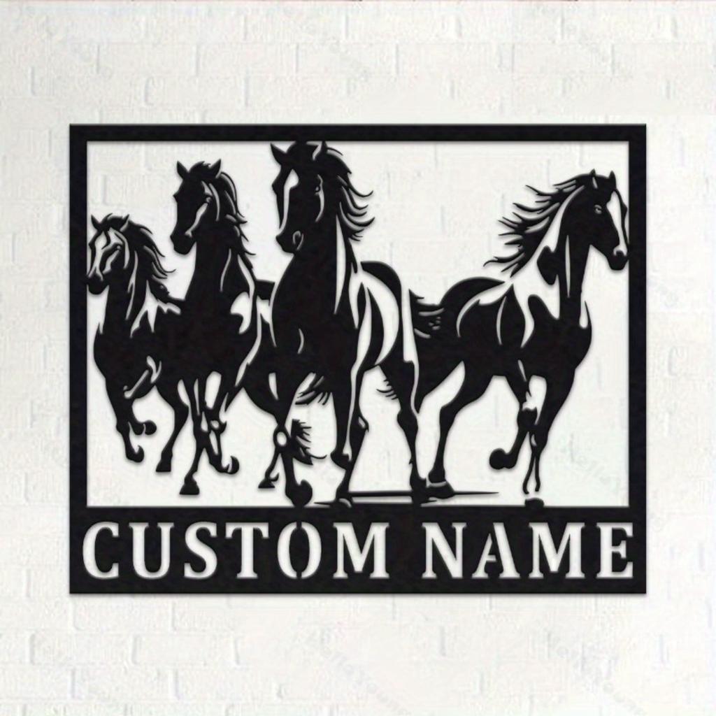Custom Name Metal Sign Horse Silhouette Rustic Fairy Tale Theme Hot Sale Home Garden Kitchen Dining Decor