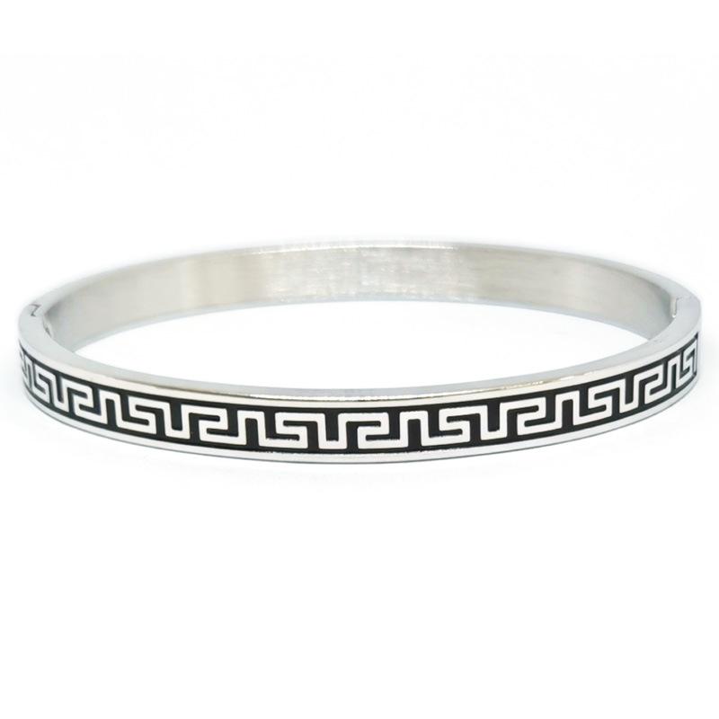 Korean Style Stainless Steel Bracelet - Black, Four Colors, Epoxy Finish, Stacking Design