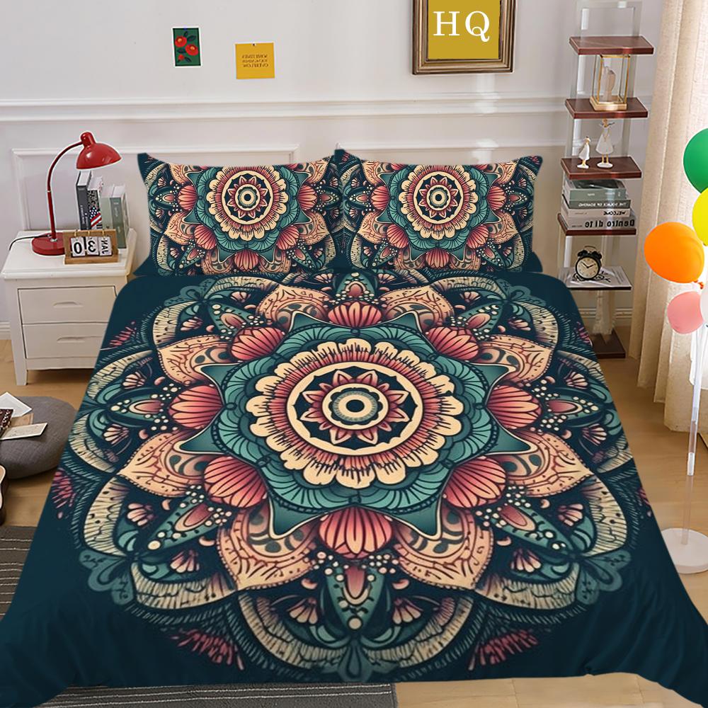 Seturi de lenjerie de pat Frumos Mandala Husă de pilota Moale Full Twin Dimensiune pentru Femei Set Pat de înaltă calitate Lenjerie de pat acasă