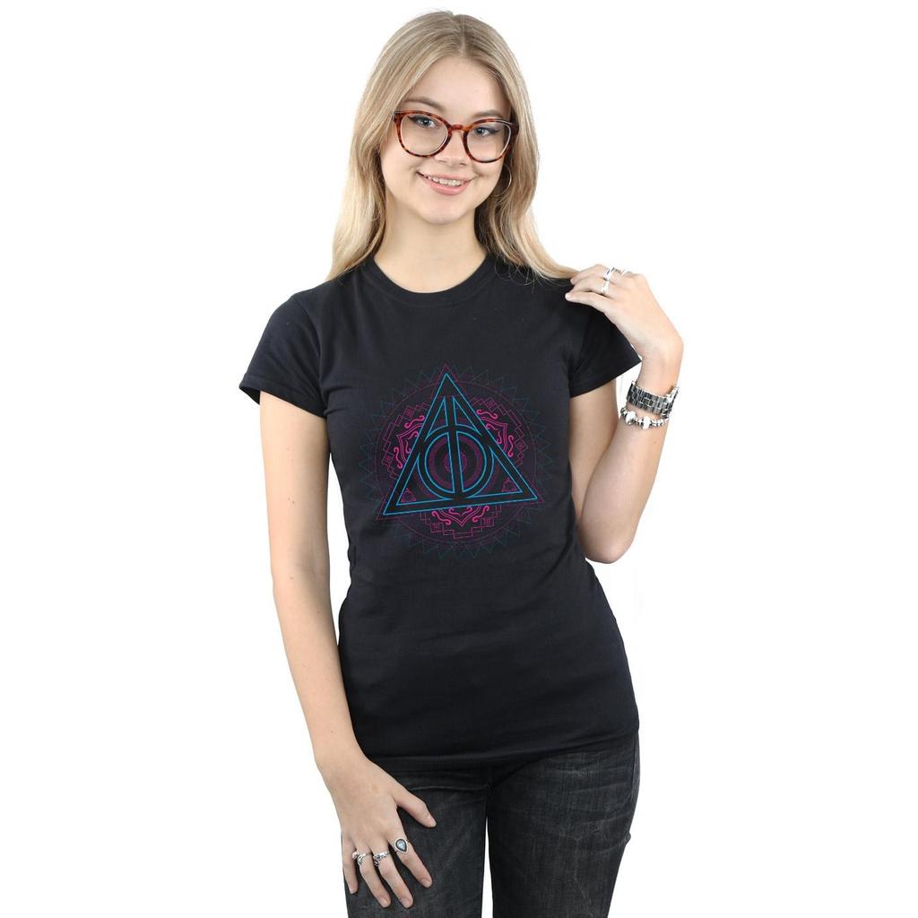 Harry Potter Womens/Ladies Neon Deathly Hallows Cotton T-Shirt