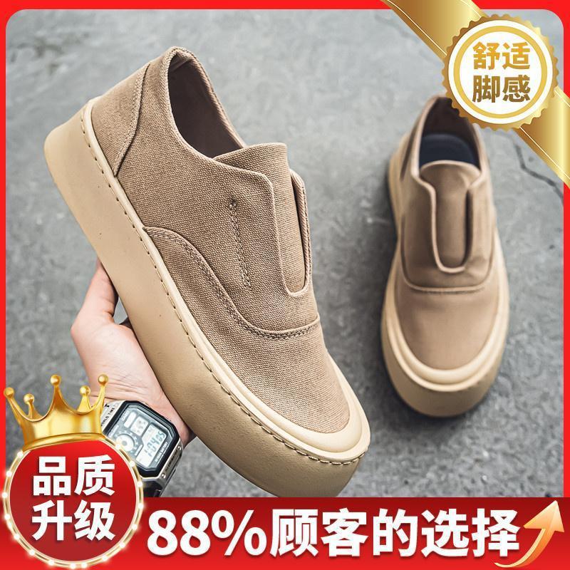 2025 new canvas men's shoes summer breathable casual shoes work lazy one pedal black ice silk cloth board shoes men