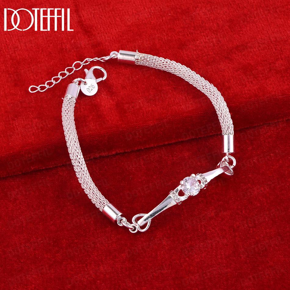 925 Sterling Silver Charming Snake Chain Bracelet Wedding Fashion Gift Jewelry