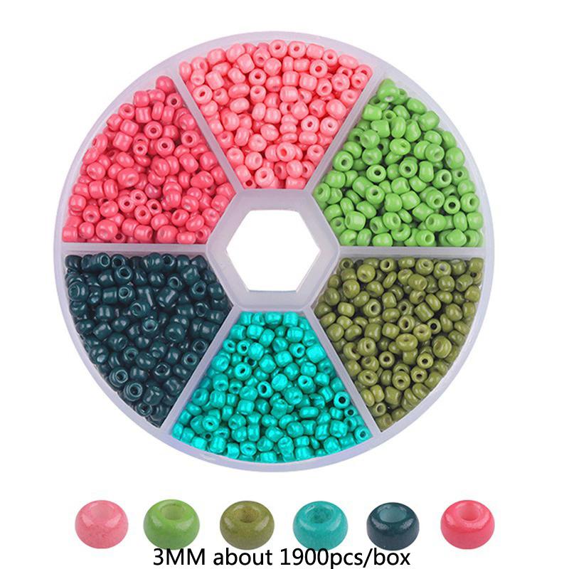 2 3mm Szklane Koraliki Millet Zestaw Kombinowany Ręcznie Robione DIY Domowe Koraliki Nawlekane na Rękę Naszyjnik z Wisiorkiem Zestaw Naszyjników Pudełko Koraliki do Wyrobu Biżuterii