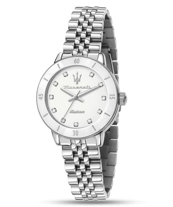 

Женские часы Maserati Successo с кристаллами, нержавеющая сталь, белый циферблат, солнечные R8853145515 белый