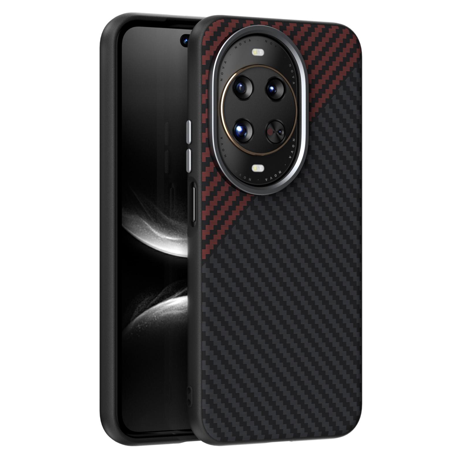 

ABEEL For Huawei nova 14 Ultra 5G Case Compatible with MagSafe Carbon Fiber Texture Back Cover Black/Red