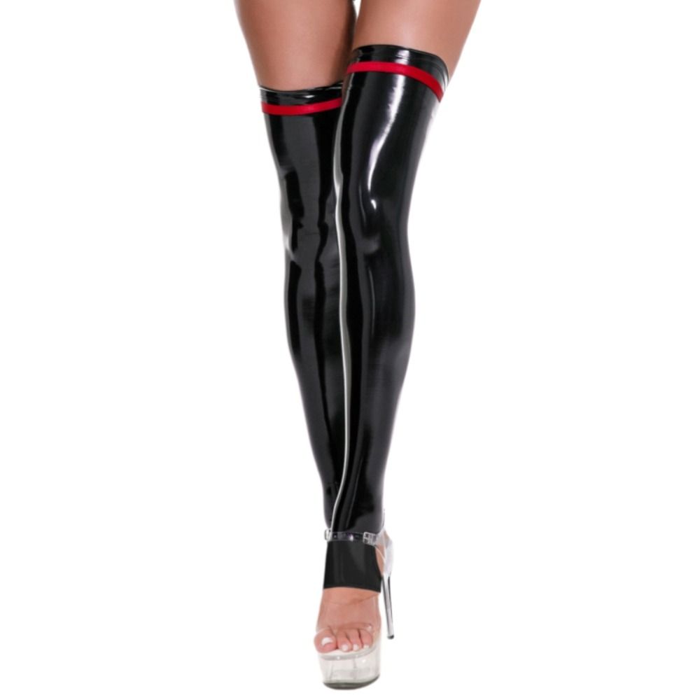 Gothic Faux Leather Stockings Shiny Smooth Long Socks New Open Toe Hosiery Stage Performance
