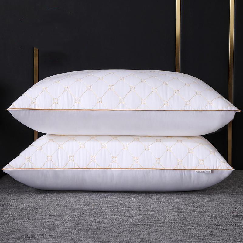 Feather Velour Quilted Neck Support Pillow for Adults - Ideal for Side Sleepers and Cervical Comfort