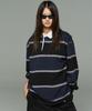 SAAI Striped Rugby Shirt Navy