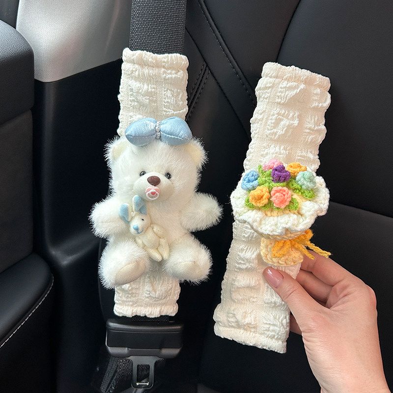 Car Seatbelt Shoulder Pad Anti-Neck-Strangling Cartoon Cute High-End Car Interior Decoration Car Child Protection Cover for Women