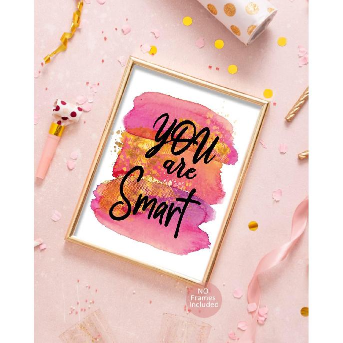MTL HOE Girls' Room Art Prints - Positive Quotes Kids' Wall Art, Posters for Teen Girls' Bedroom, Nursery, Playroom (Set of 6, 8 X 10 In, Unframed)