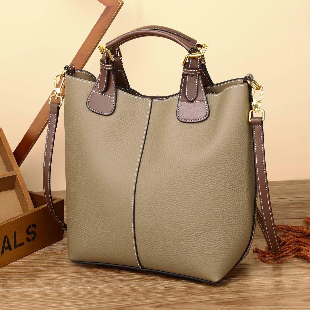 

Vintage Leather Togo Grain Bucket Bag - 2023 Women s Shoulder/Crossbody Handbag чорний