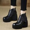 Women's Ankle Boots Autumn Vintage Fashion Platform Boots Outdoor Non Slip Wear-resistant Wedge Shoes