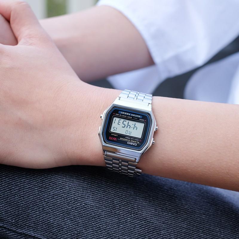 Casio Watch Series - Square Fashion Classic Retro Small Square Watch LCD Display Waterproof Quartz Movement Stainless Steel Strap A168WG-9W&A159WA-N1