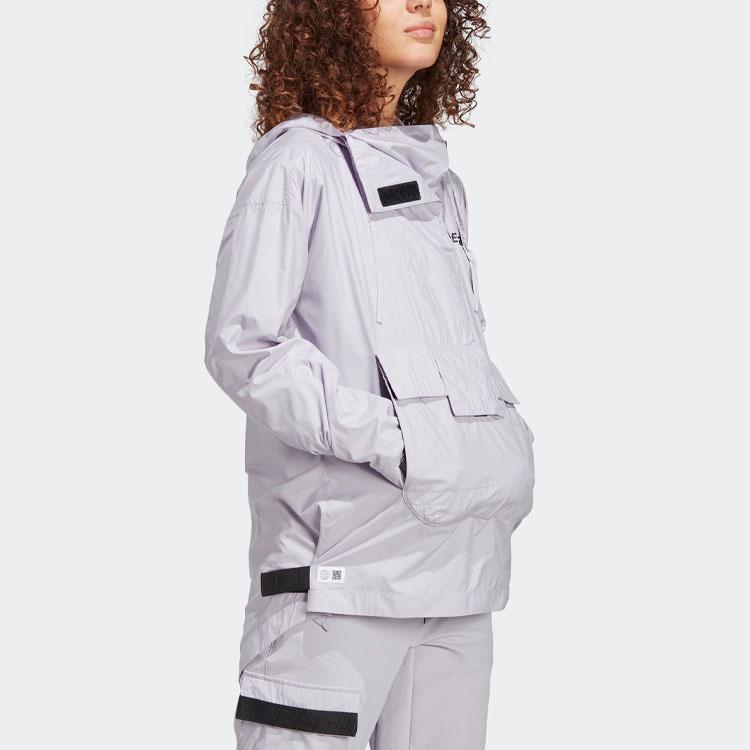 Adidas Made To Be Remade Wind Anorak Logo Outdoor Sports Hooded Jacket Women Jacket Light-Purple HN2954