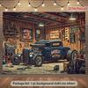 Classic Hot Rod Car Garage Tapestry Vintage Automotive Art Workshop Decor Man Cave Wall Hanging Retro Vehicle Print