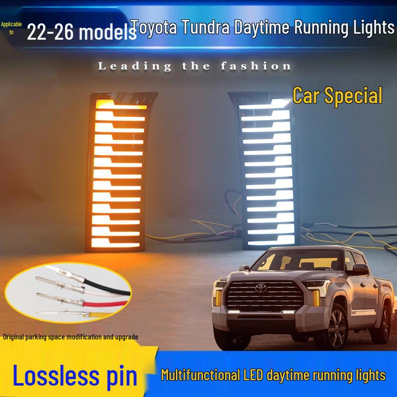 LED Daytime Running Turn Signal Fog Lights for 2022-2025 Toyota Tundra Front Bumper