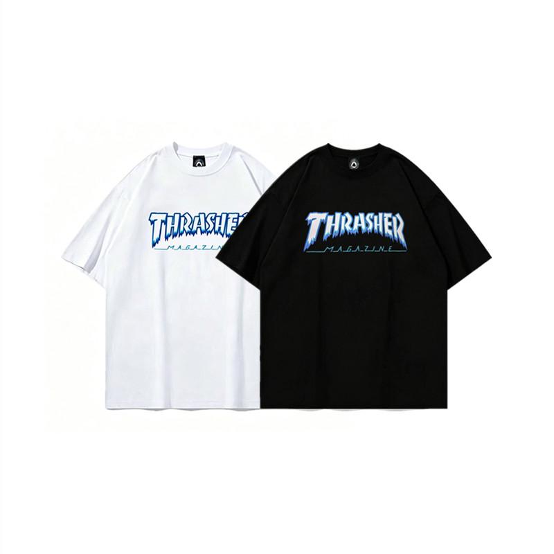 2012 Summer Thrasher Skateboard Magazine Letter Print T-Shirt Men Women Oversized Cotton Short Sleeve Casual Streetwear Tee Top
