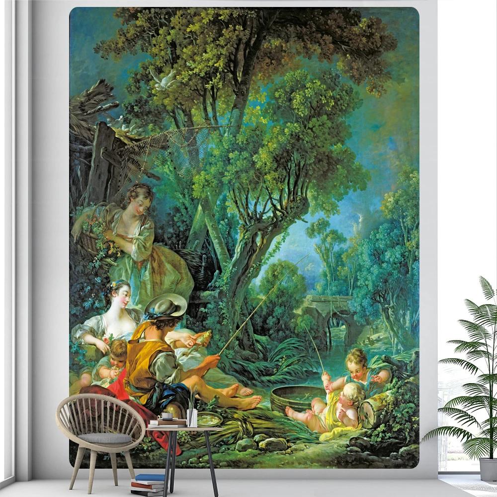 Baroque Lady Tapestry Elegant Noblewoman in Silk Gown Unique Wall Art for Home Decor Living Room Classic Art Lover Gift
