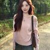 Pink Asymmetric Off Shoulder Sweater Women Knit Top Korean Outfit Chic Top