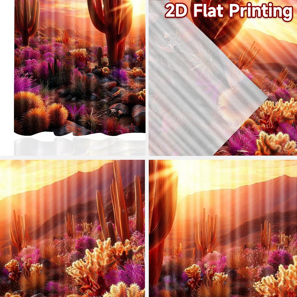 2D flat printing 2pcs Curtains Desert Cacti Sunset Dramatic Sky Digital Printed Polyester Drapes All Season Party & Holiday