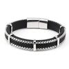 Herren-Armband aus Edelstahl, geflochtenes Lederarmband, modische Punk-Herrenarmbänder