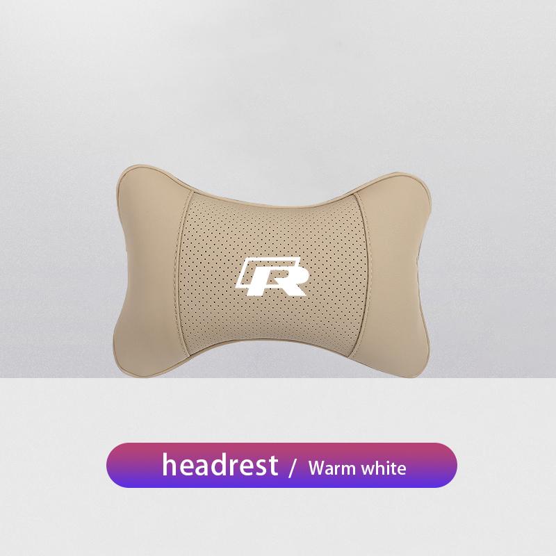 For VOLKSWAGEN VW 1Pcs Car Seat Headrest Auto Logo Neck Pillow For Volkswagen R Caddy Golf Passat Tiguan Jetta Beetle Atlas T-RO