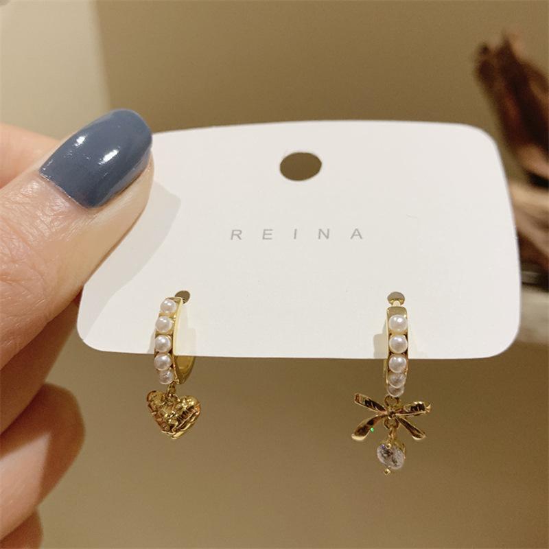 Design Sense Love Earrings Women'S Early Spring Premium Bow Diamond Year Tide Ear Buckle Earrings