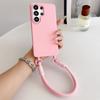Silicone Candy Color Phone Case for Samsung Galaxy S26 S25 Ultra S24 FE S23 S22 S21 Plus A56 A36 A26 A17 A07 Wrist Strap Cover