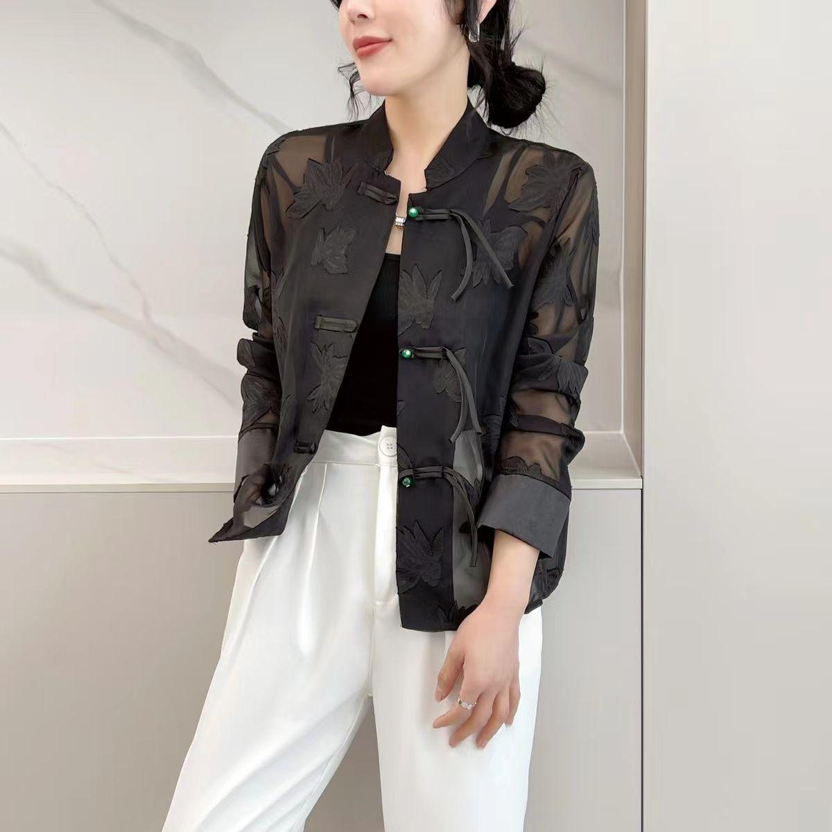 

Женские солнцезащитные китайские стильные крутые повседневные дышащие простые повседневные универсальные женские весенние винтажные куртки S чёрный