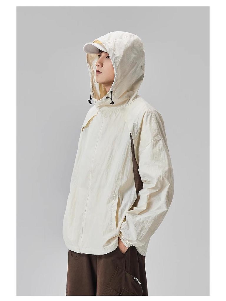 GURBAKS Men's Ice Silk UV Protection Hooded Jacket - Lightweight, Breathable, Summer Sun Protection