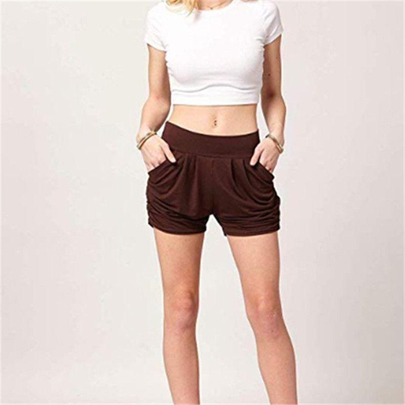 Stylish Women Summer High Waist Casual Shorts Featuring Pleated Design And Soft Material With Pockets