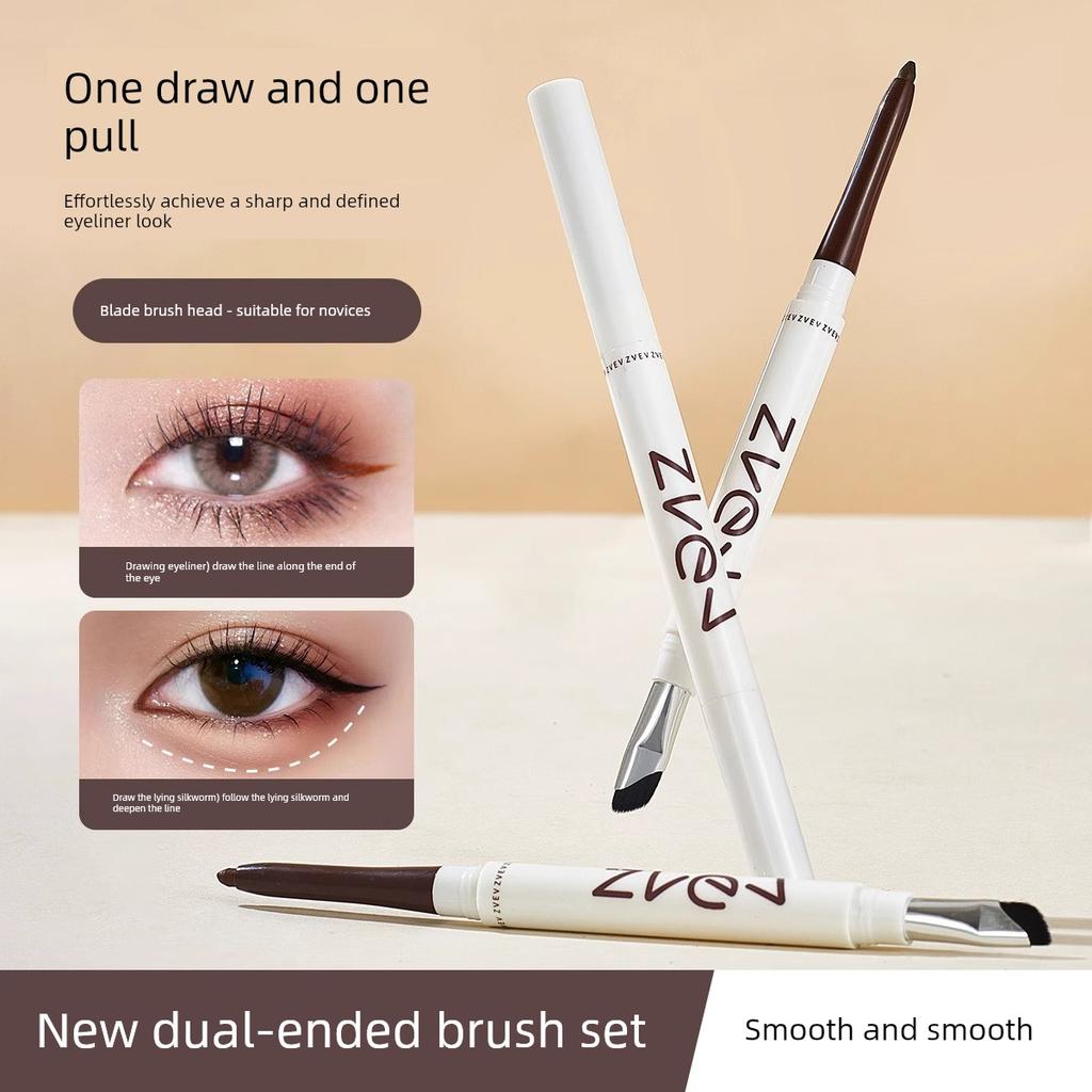 Double-Ended Eyeliner Gel Pen for Beginners, Waterproof, Sweat-Proof, Smudge-Proof, Long-Lasting, Non-Fading, Suitable for Lower Lash Line