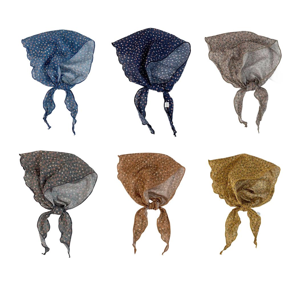 Soft Flower Print Neckerchief Adjustable Hair Scarf Breathable Headwear for Spring Summer Outfit Hair Styling Bandana