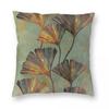 Ginko Floral Biloba Square Pillowcase Polyester Linen Velvet Printed Zip Decorative Sofa Cushion Cover Wholesale X