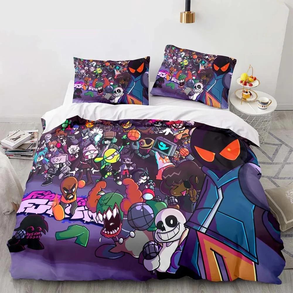 Cartoon Game Friday Night Funkin Bedding Set Duvet Cover Bed Set Quilt Cover Pillowcase Comforter King Queen Size Boys Adult