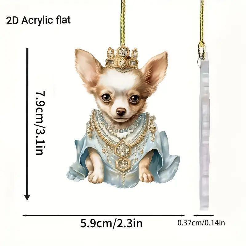 

Stylish Acrylic 2d Crown Dog Hanging Ornament Perfect For Accessories Car 1