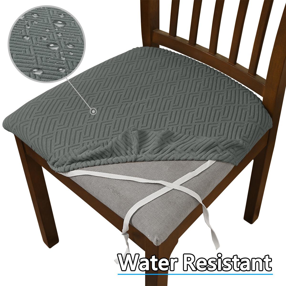 

1PC Jacquard Chair Seat Covers Durable Stretch Chair Protector Cover Dining Room Kitchen Office Washable Chair Cushion Slipcover світло-сірого кольору