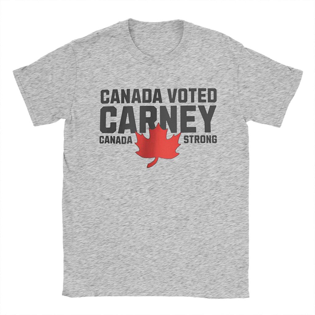 Men Mark Carney Canada Strong T Shirt Elbows Up Voted Pure Cotton Tops Novelty Short Sleeve Round Collar Tee Shirt 6XL T-Shirt