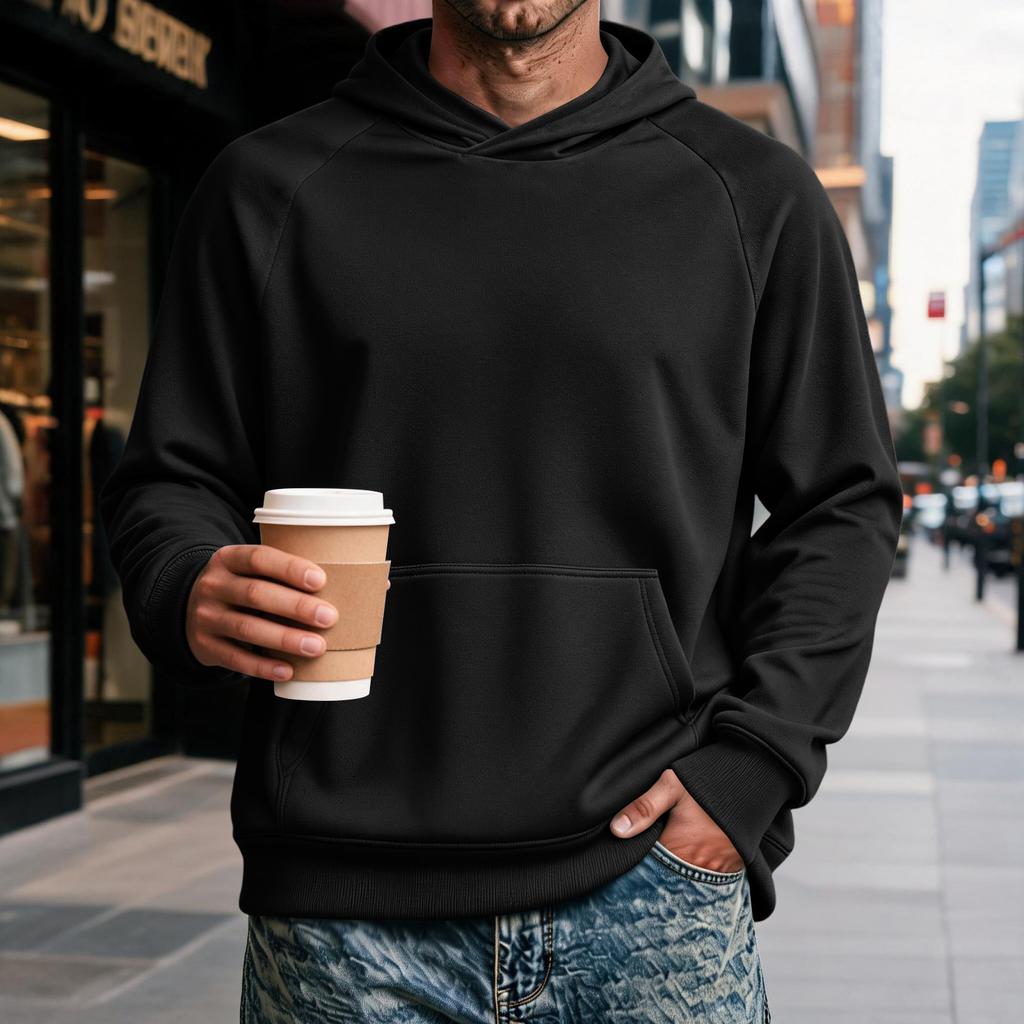 Men's Raglan Hoodie with Pocket - Long Sleeve Casual Pullover