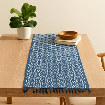 Indigo Runner 170x60cm Handmade Heerak Pattern