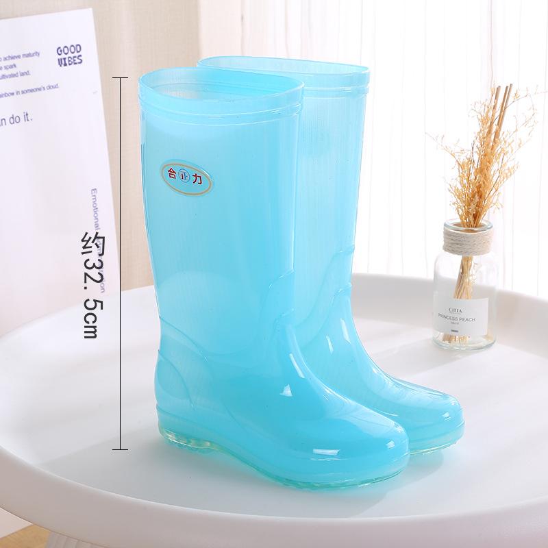 Long rain boots women's fashion rain shoes women's adult no lining high tube waterproof shoes quick-drying rubber shoes summer