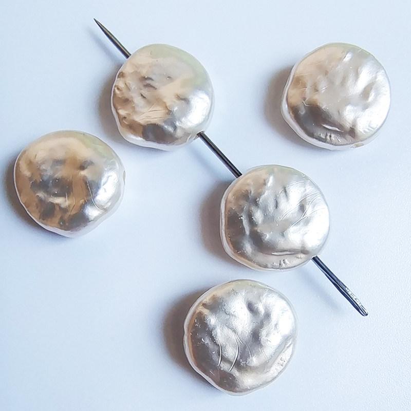 Bright White Concave Round Faux Pearl Beads for DIY Jewelry Making