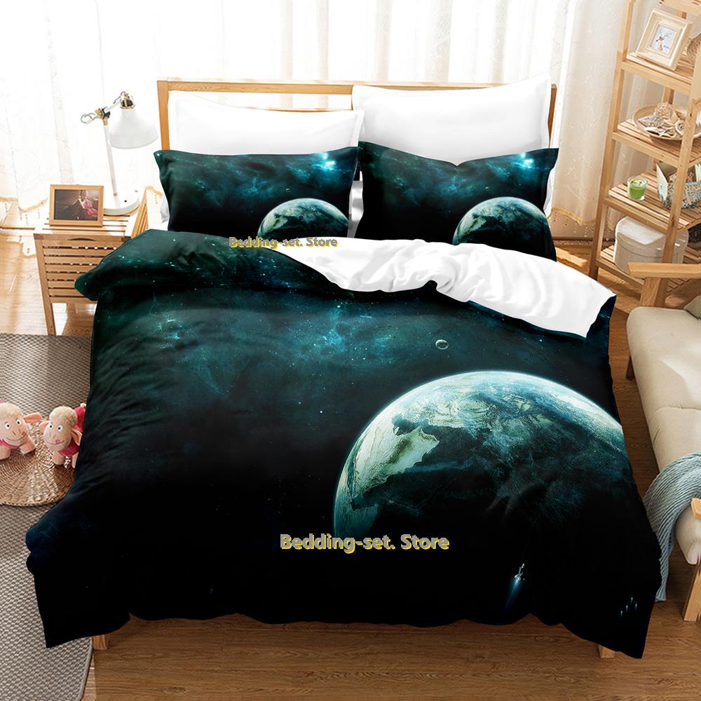 Set Letto Pianeti Singolo Gemello Matrimoniale Queen King Size Set Letto Adulto Bambino Camera da Letto Set Copripiumino universo spazio esterno Letto
