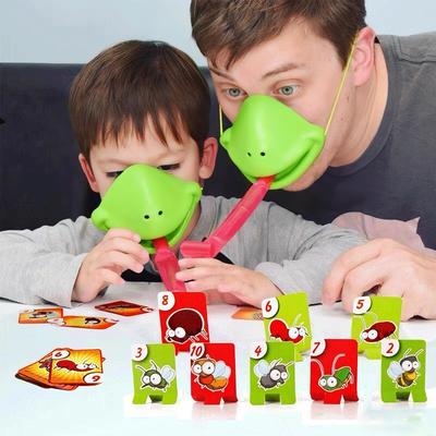 Masque de Grenouille Langue qui Remue Lèche Cartes Jeux de Plateau pour Enfants Jouets de Fête Familiale Antistress Drôle Jeu de Puzzle de Bureau Jouets