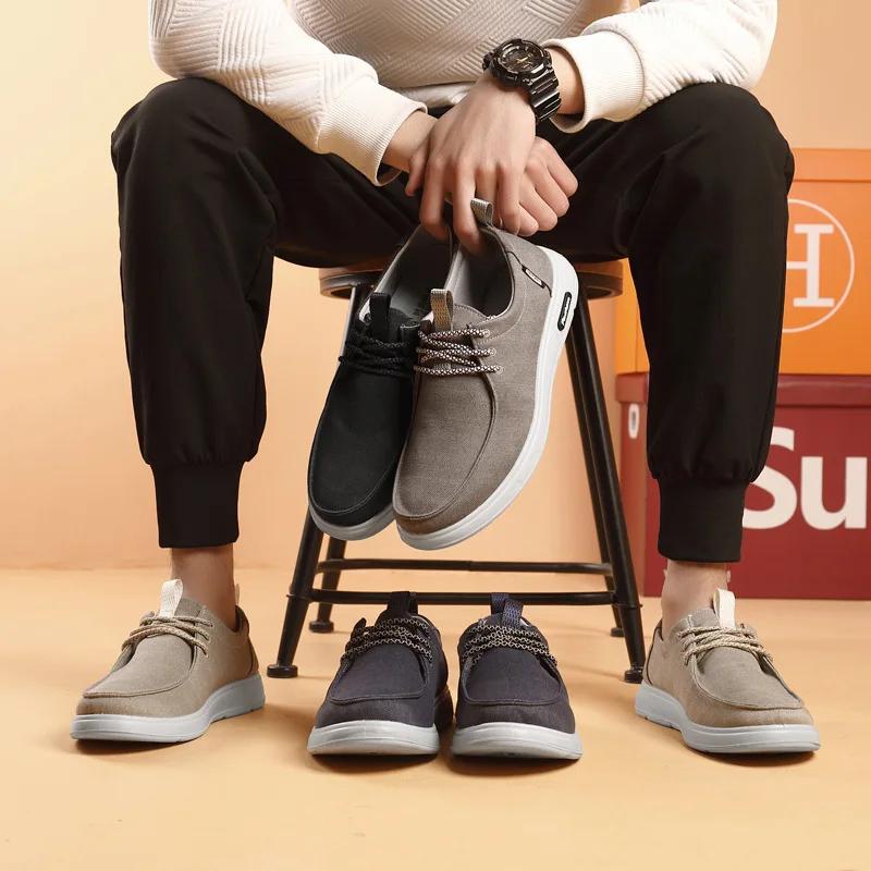 Men's Shoes 2025 Summer New Lightweight Canvas Shoes Breathable Lace Up Versatile Casual Shoes Fashion Shoes Male Loafers