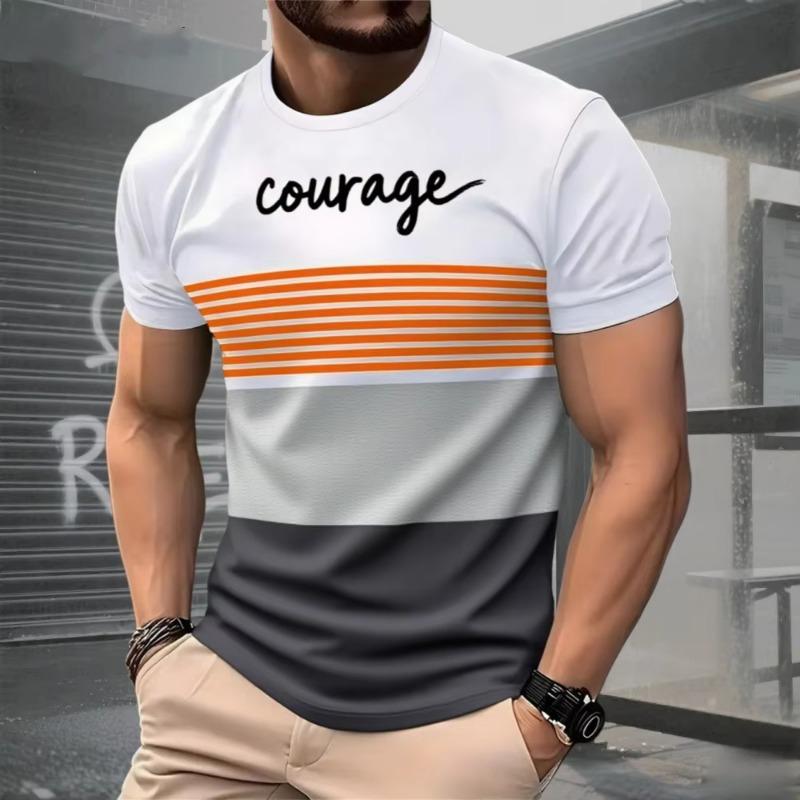 

Summer Classic Men s T-shirt Leisure Fashion O-neck Short Sleeve Tees 3D Stripe Printed Street Loose Male Oversized Clothing Top XL