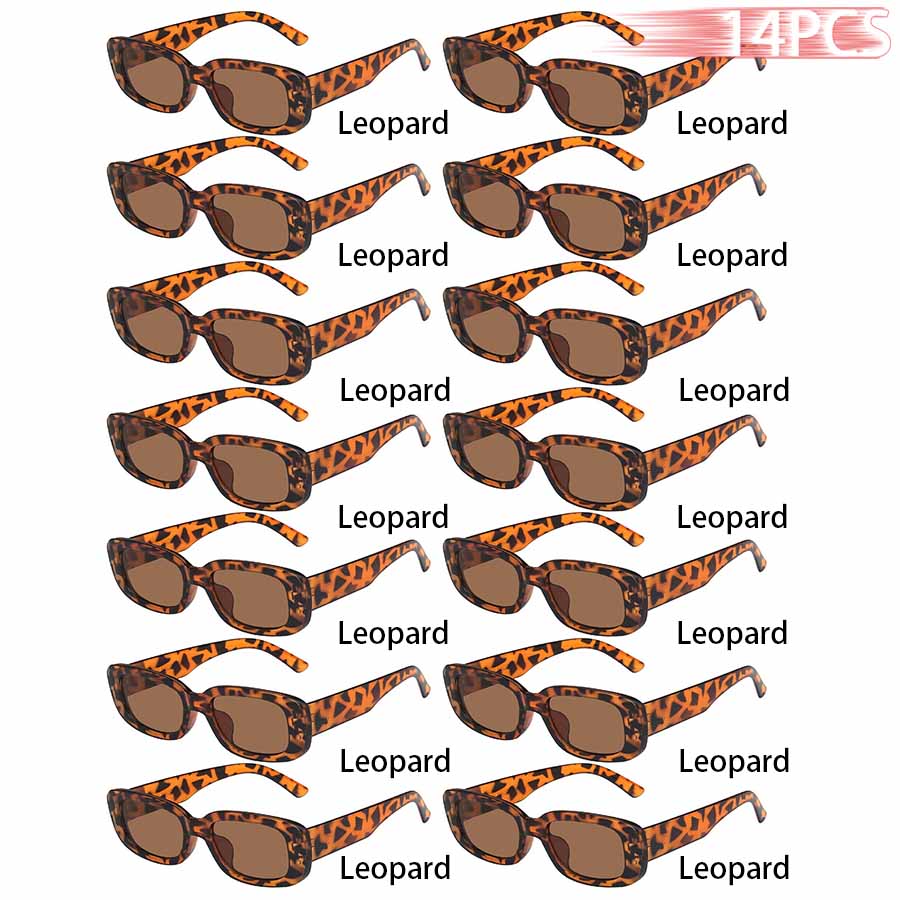 14 PCS Small Rectangle Sunglasses For Women Men Vintage Designer Square Sun Glasses Anti-glare UV400 Eyewear