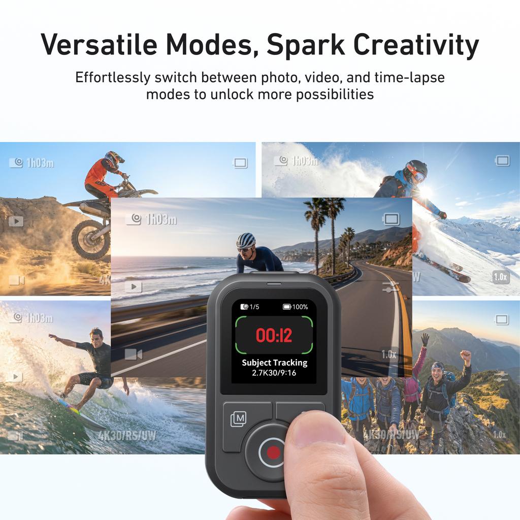 60M Bluetooth Remote Control For DJI OSMO Action 6 / 5Pro / Action 4/OSMO 360 Camera Accessories With Wrist Strap Screen Display