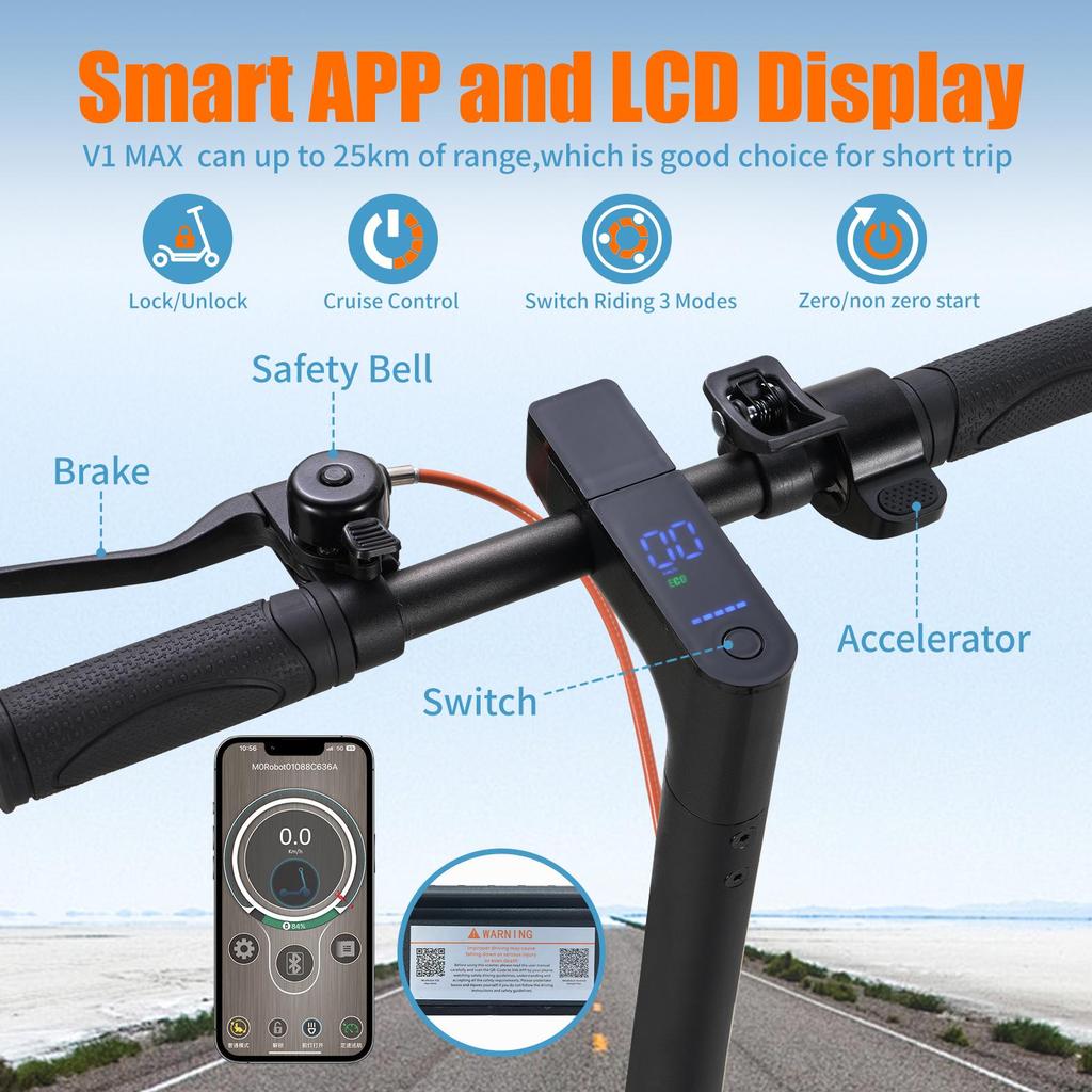 Trotinete Elétrica Twofish V1 Max Pneus 9 polegadas Motor 400W Bateria 36V10.4Ah Autonomia Máxima 20km Velocidade Máxima 28km/h