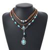 Bohemian Style Pendant Necklace Blue Chain Jewelry Simple Stack  Beach Choker  Party Wear